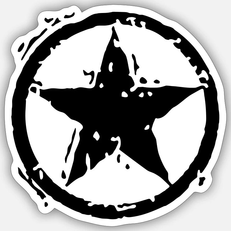 Star With Circle - Stencil - Sticker Größe S (10 x 10 cm) - Mattweiß