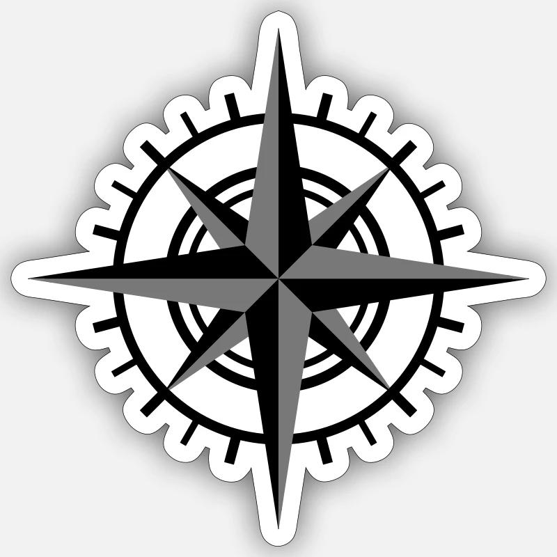 Kompass - Sticker Größe S (10 x 10 cm) - Mattweiß