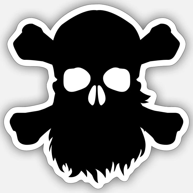 Tête de mort avec une barbe - Sticker taille S (10 x 10 cm) - blanc mat