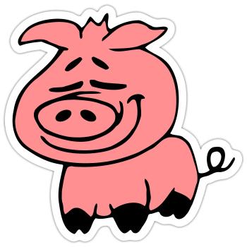 Cute Cute Cartoon Comic Piglet Pig - Sticker size S (10 x 10 cm) - white matte - Front