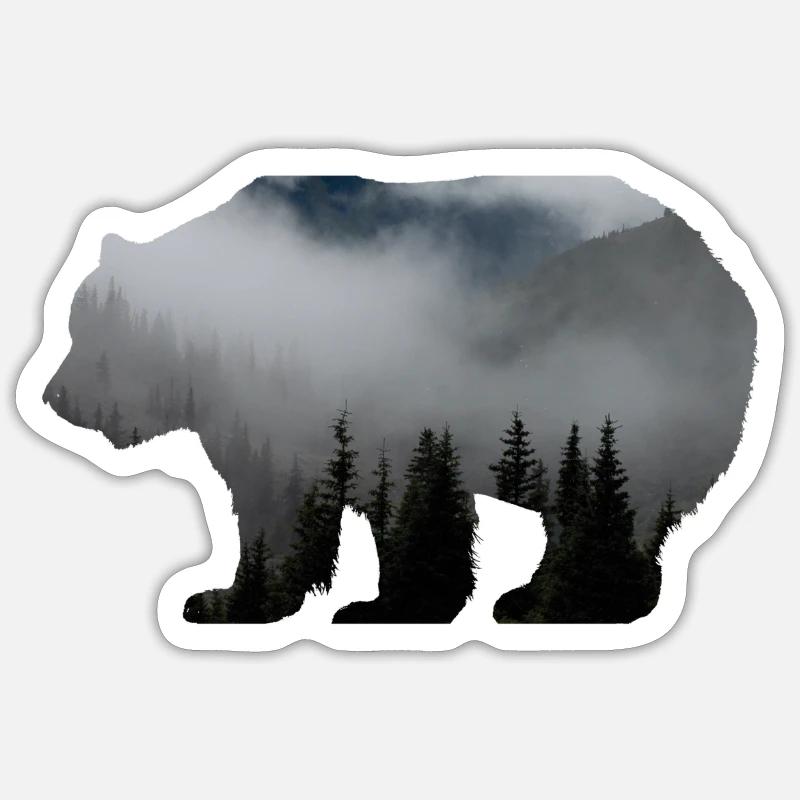 Forester Bear - Sticker taille S (10 x 10 cm) - blanc mat