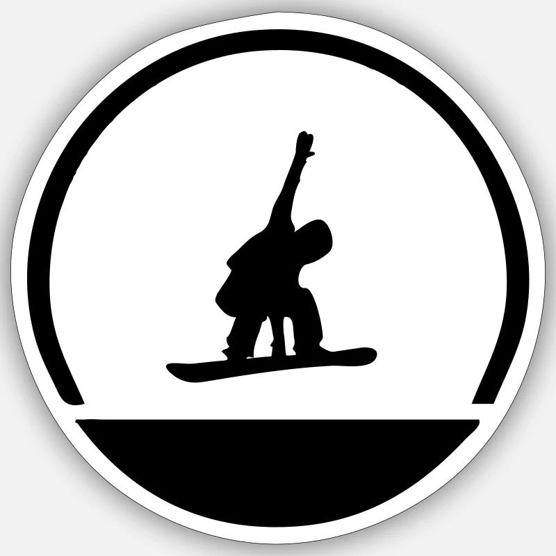 Emblème de snowboarder - Sticker taille S (10 x 10 cm) - blanc mat