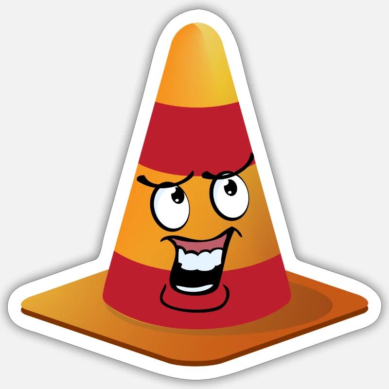 Traffic Cone Smiley - Sticker size S (10 x 10 cm) - white matte