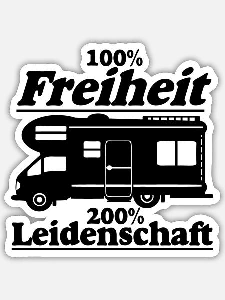 Wohnmobil,Camping,Fun Shirt,Wohnmobil Freiheit(25) - Sticker Größe S (10 x 10 cm) - Mattweiß