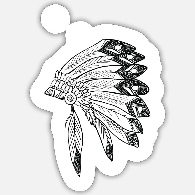Coiffe Apache Guerrier Indien Sticker taille S (10 x 10 cm)