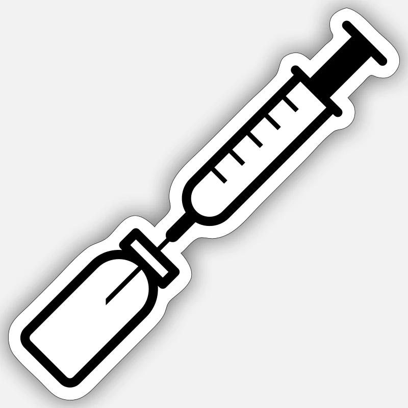 Spritze - Sticker Größe S (10 x 10 cm) - Mattweiß