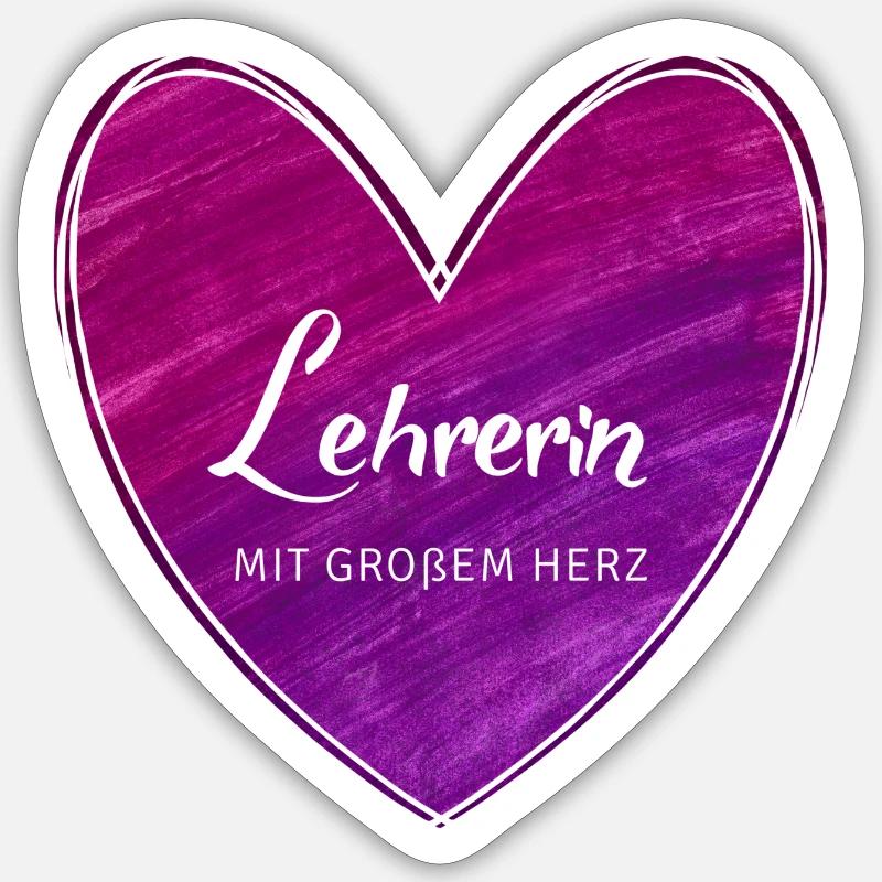 Lehrerin mit großem Herz Sticker Größe S (10 x 10 cm)
