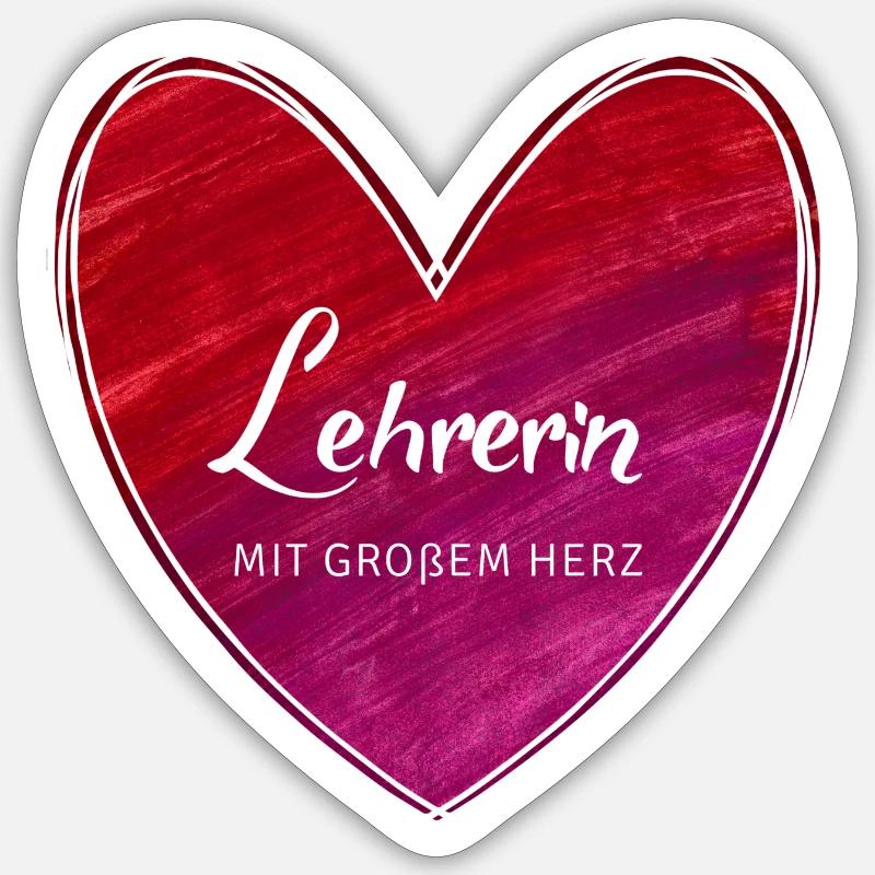 Lehrerin mit großem Herz Sticker Größe S (10 x 10 cm)
