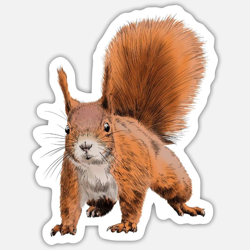 squirrel - Sticker taille S (10 x 10 cm) - blanc mat