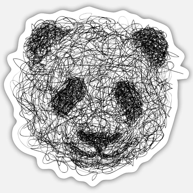 Panda Drawing Scribble - Panda scribble art Sticker size S (10 x 10 cm)