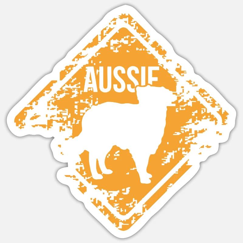 AUSSIE - AUSTRALIAN SHEPHERD Wilsigns Hunde Hund - Sticker Größe S (10 x 10 cm) - Mattweiß