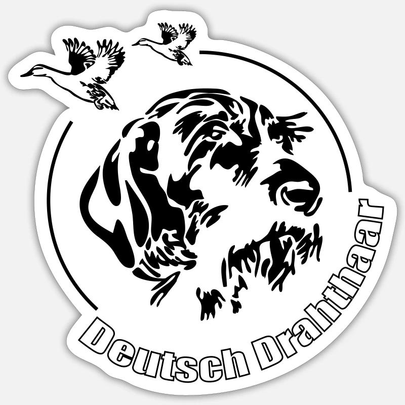 Deutsch Drahthaar Jagdhund Jagdhunde Wilsigns - Sticker Größe S (10 x 10 cm) - Mattweiß