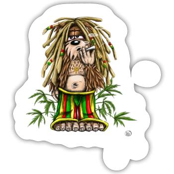 Rastafari Dread Bear Illustration - Sticker Größe S (10 x 10 cm) - Mattweiß - Vorne