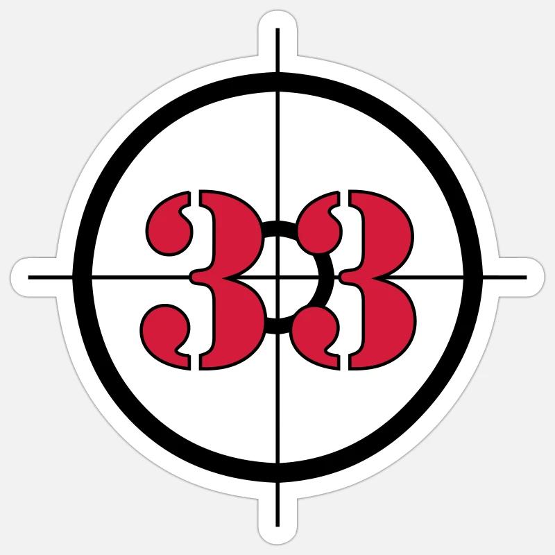 Represents: 33 (V) - Sticker size S (10 x 10 cm) - white matte