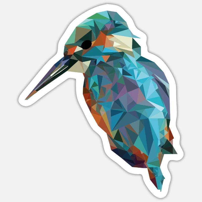 bird in triangles - Sticker size S (10 x 10 cm) - white matte