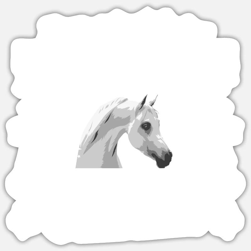 chevaux arabes - Sticker taille S (10 x 10 cm) - blanc mat