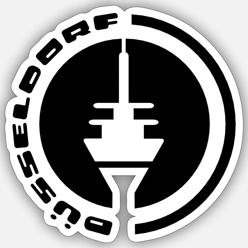 Düsseldorf Fernsehturm Emblem - Sticker Größe S (10 x 10 cm) - Mattweiß