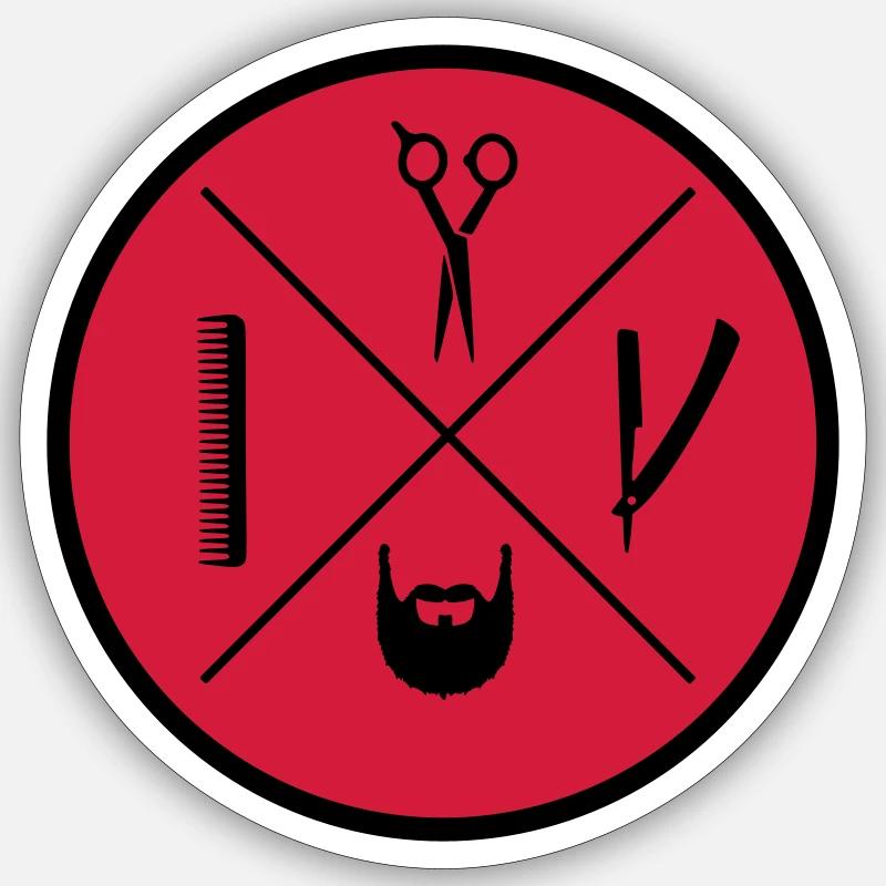 logo barber - Sticker taille S (10 x 10 cm) - blanc mat