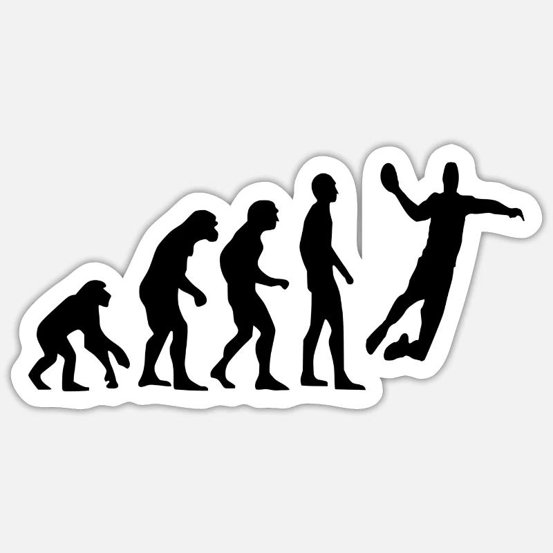 Human Evolution Handball - Sticker Größe S (10 x 10 cm) - Mattweiß