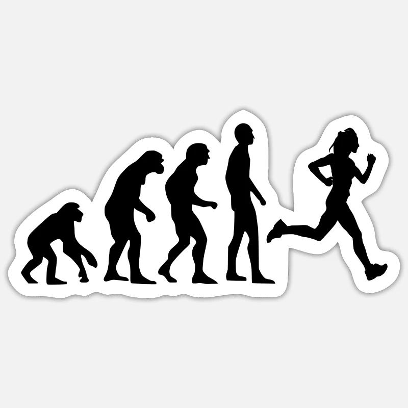 Human Evolution Running Jogging Joggen Geschenk Sticker Größe S (10 x 10 cm)
