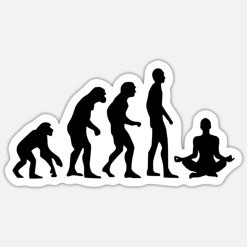 Human Evolution Yoga - Sticker size S (10 x 10 cm) - white matte