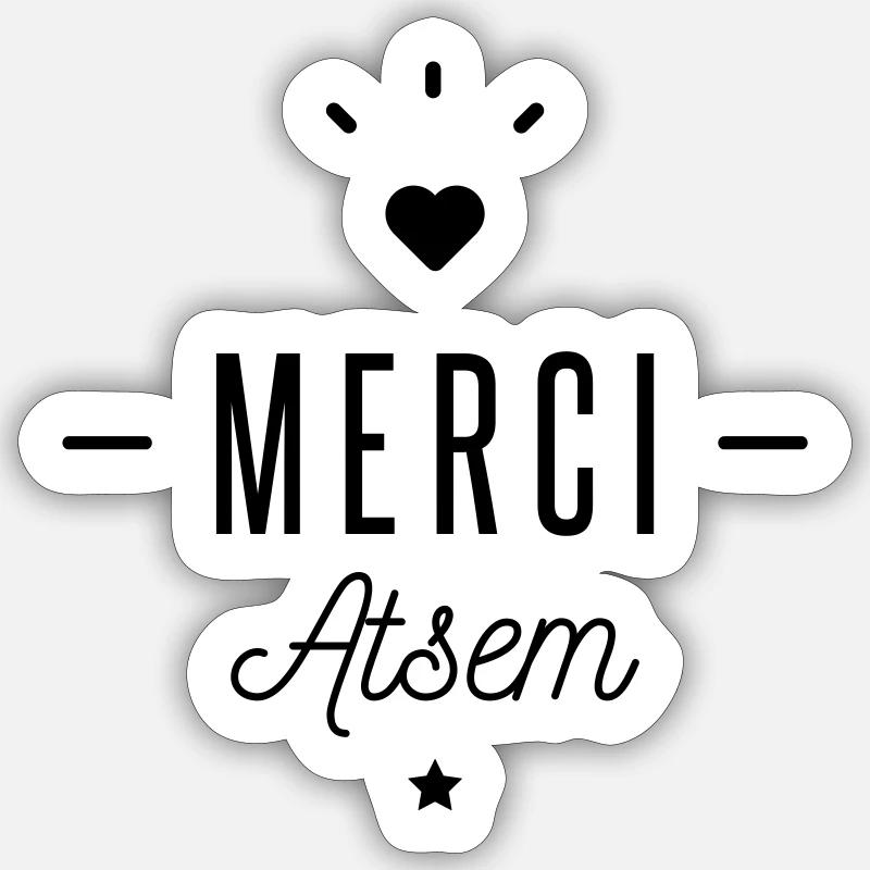 merci atsem - Sticker taille S (10 x 10 cm) - blanc mat