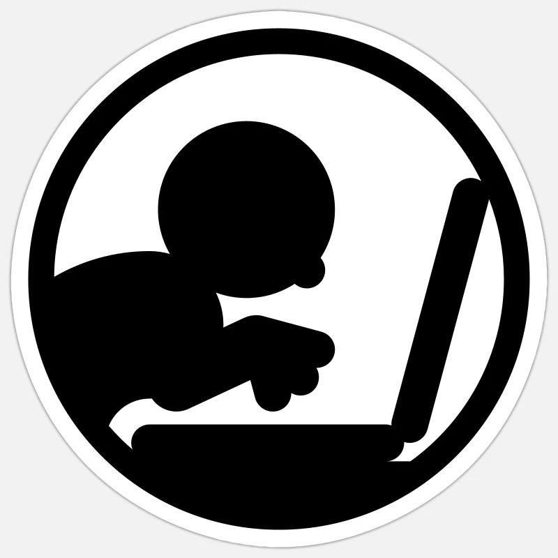 Computerfreak (Icon) - Sticker Größe S (10 x 10 cm) - Mattweiß