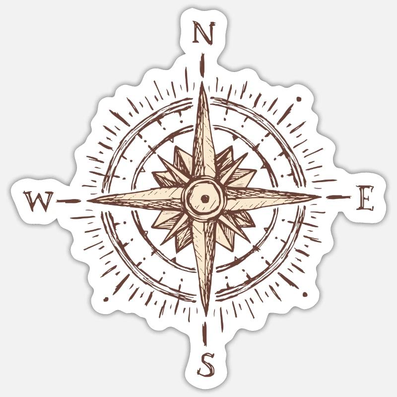 Compass - Sticker size S (10 x 10 cm) - white matte