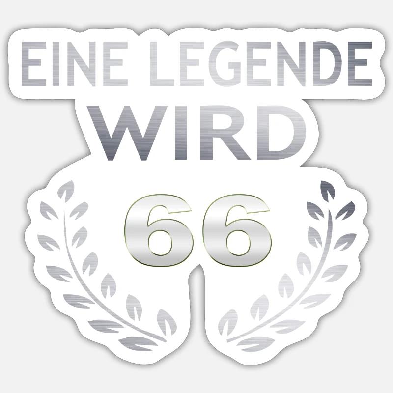 Eine Legende wird 66 - Sticker Größe S (10 x 10 cm) - Mattweiß