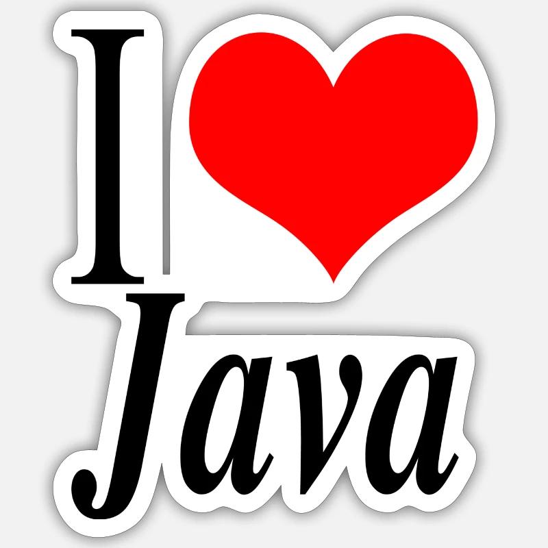 I love Java - Sticker size S (10 x 10 cm) - white matte