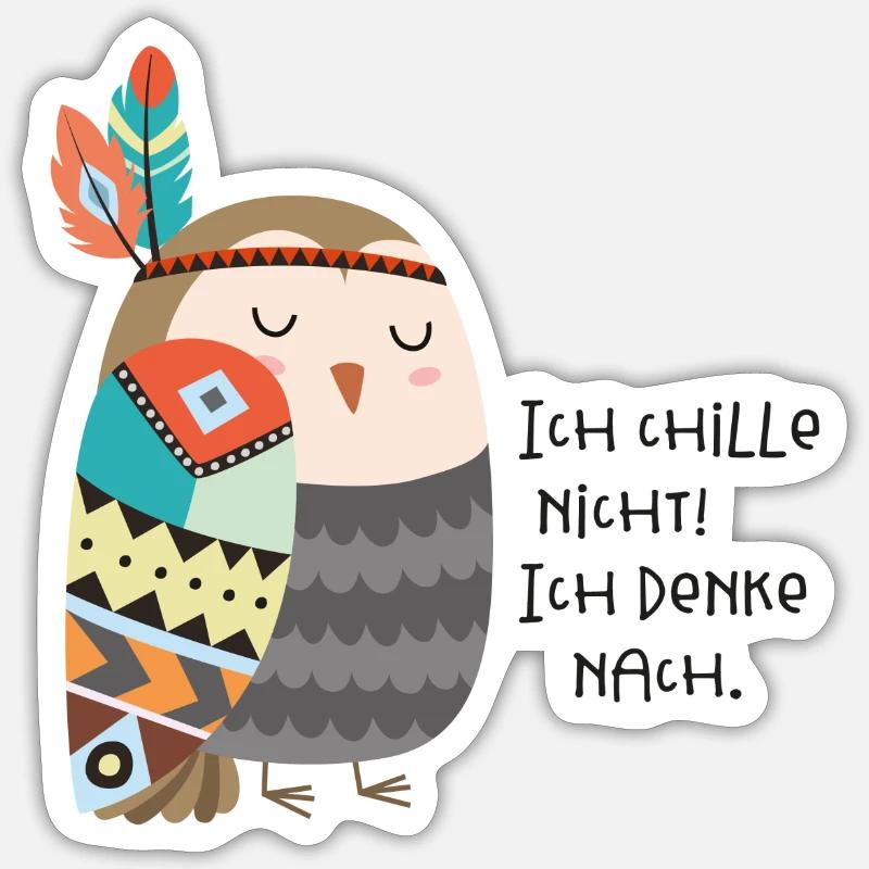 tribal Eule - Sticker Größe S (10 x 10 cm) - Mattweiß