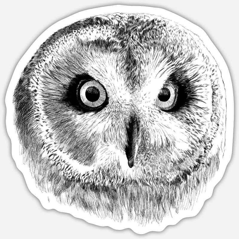 Eule - Sticker Größe S (10 x 10 cm) - Mattweiß
