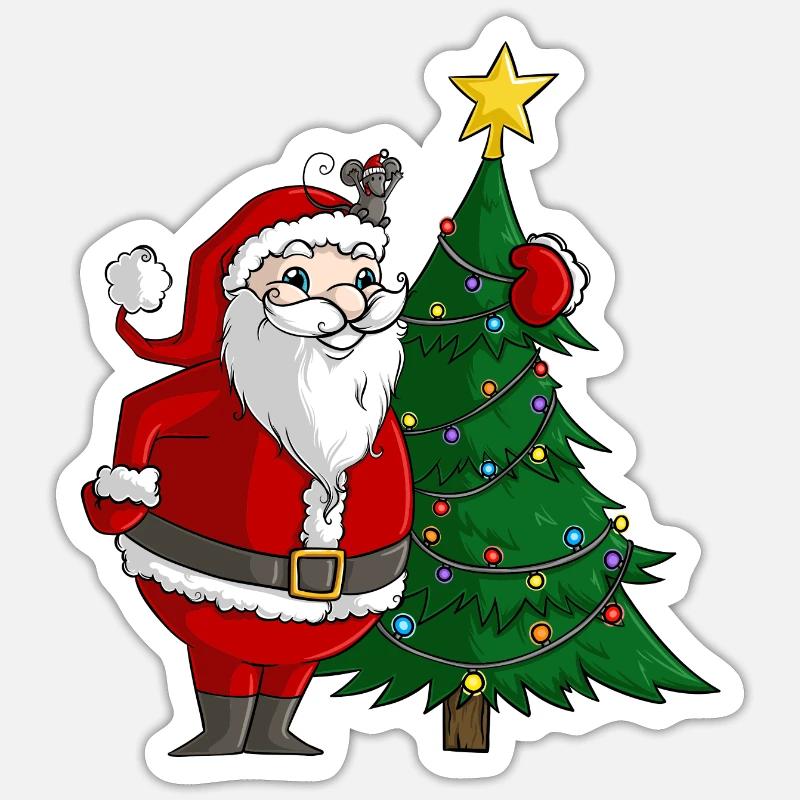 Niedlicher Comic Weihnachtsmann Sticker Größe S (10 x 10 cm)