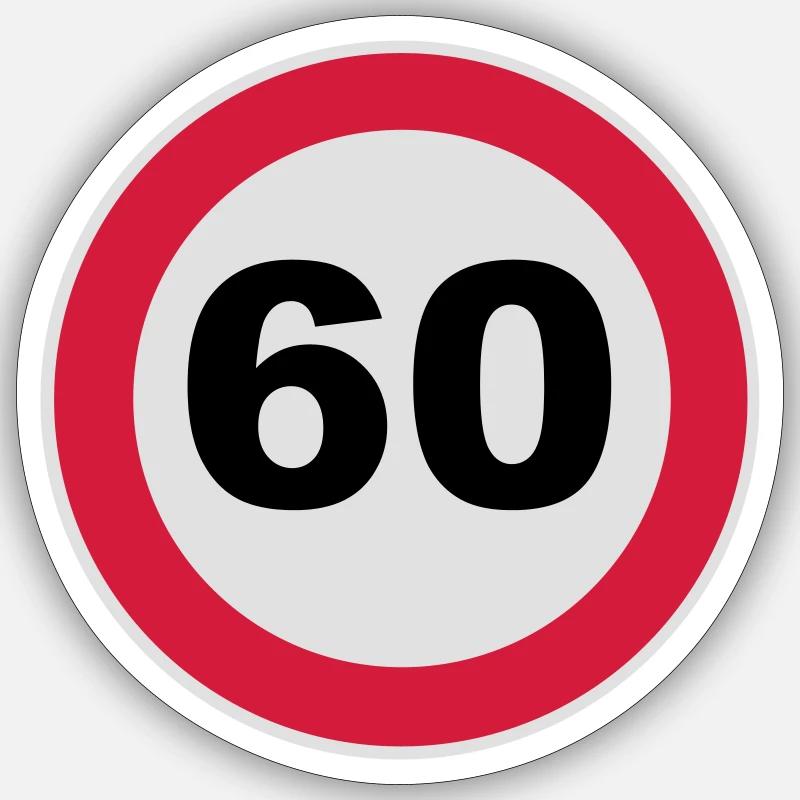 60e anniversaire - Sticker taille S (10 x 10 cm) - blanc mat
