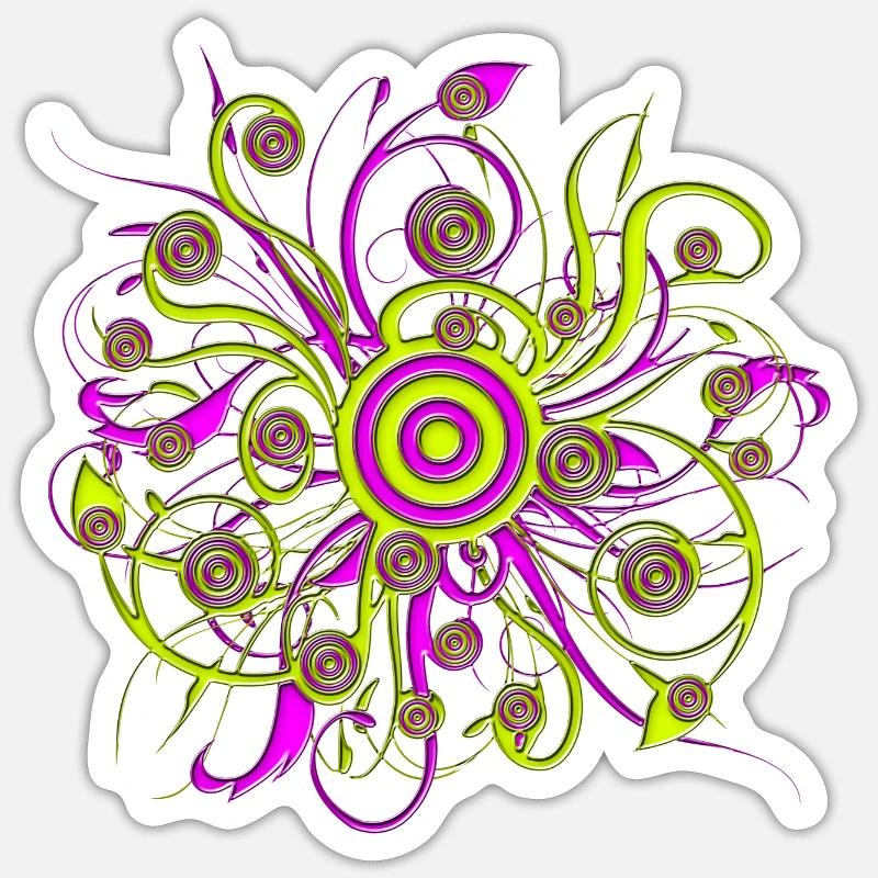 psychedelic flower - Sticker size S (10 x 10 cm) - white matte