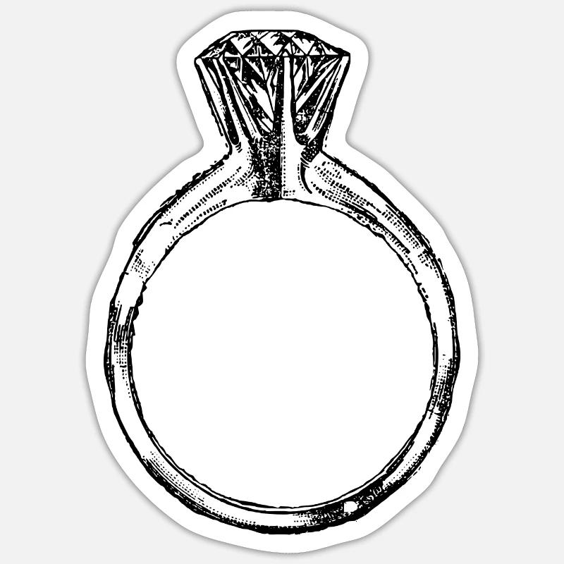 diamond ring - Sticker size S (10 x 10 cm) - white matte
