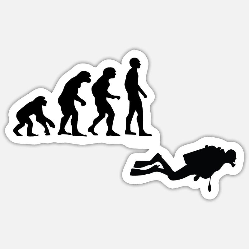 Evolution Tauchen - Sticker Größe S (10 x 10 cm) - Mattweiß