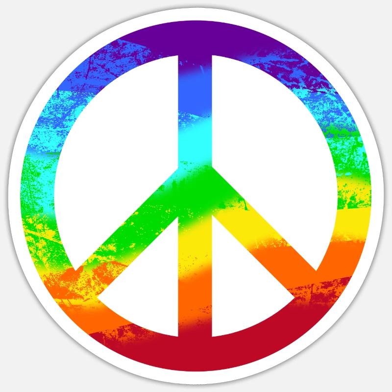 Peace-Zeichen Regenbogen Rainbow Frieden Graffiti Sticker Größe S (10 x 10 cm)