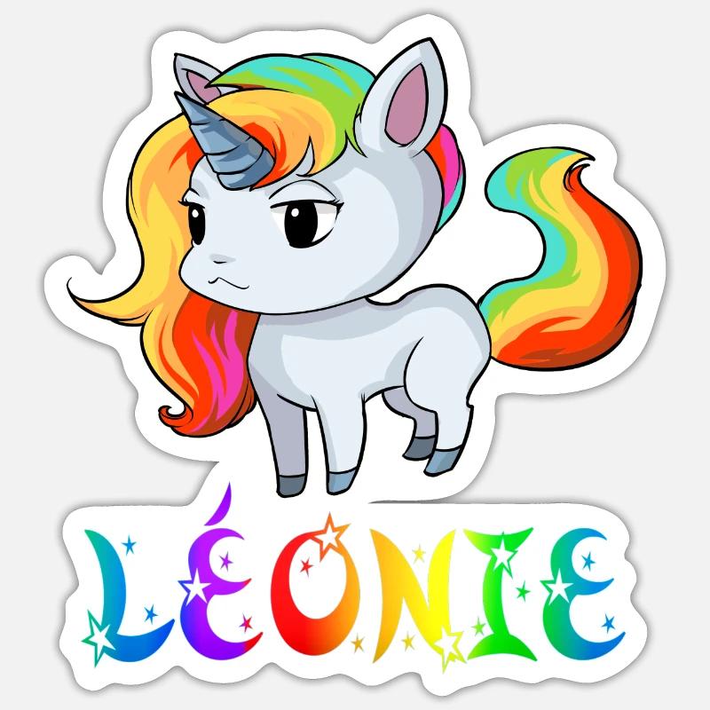 Léonie Einhorn - Sticker taille S (10 x 10 cm) - blanc mat