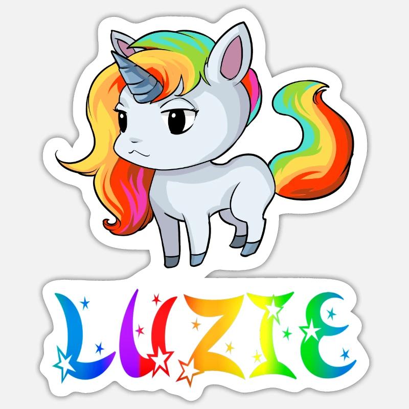 Luzie Einhorn - Sticker taille S (10 x 10 cm) - blanc mat
