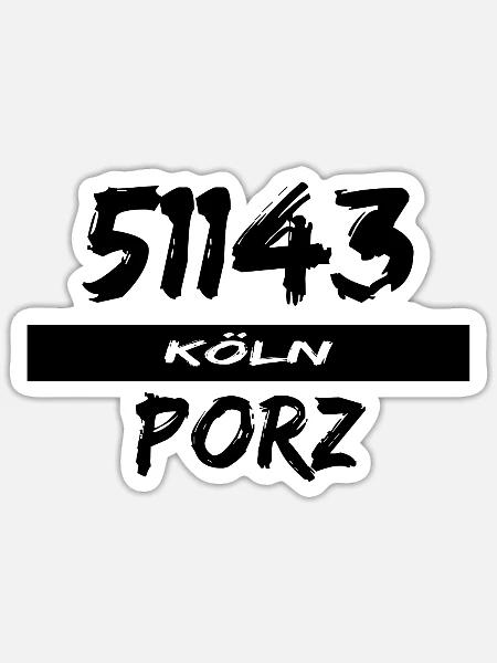 51143 Köln Porz - Sticker Größe S (10 x 10 cm) - Mattweiß