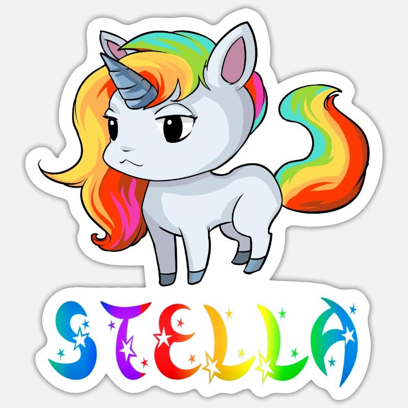 Stella Einhorn - Sticker taille S (10 x 10 cm) - blanc mat