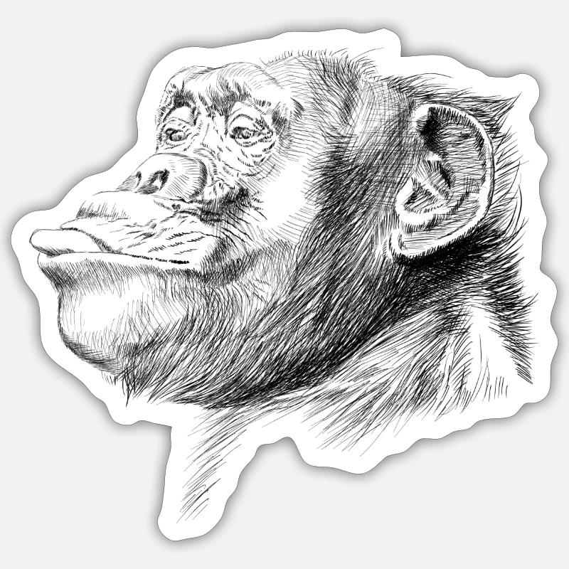 Monkey - Sticker taille S (10 x 10 cm) - blanc mat