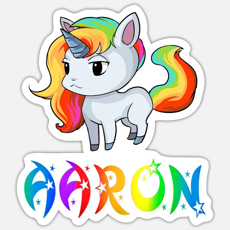 Aaron Einhorn - Sticker taille S (10 x 10 cm) - blanc mat