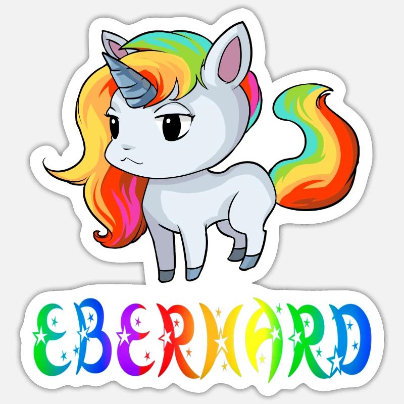 Eberhard Einhorn - Sticker Größe S (10 x 10 cm) - Mattweiß