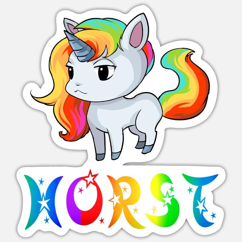 Horst Einhorn - Sticker Größe S (10 x 10 cm) - Mattweiß