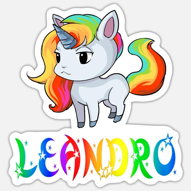 Einhorn Leandro - Sticker taille S (10 x 10 cm) - blanc mat