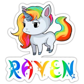 Einhorn Raven - Sticker Größe S (10 x 10 cm) - Mattweiß - Vorne