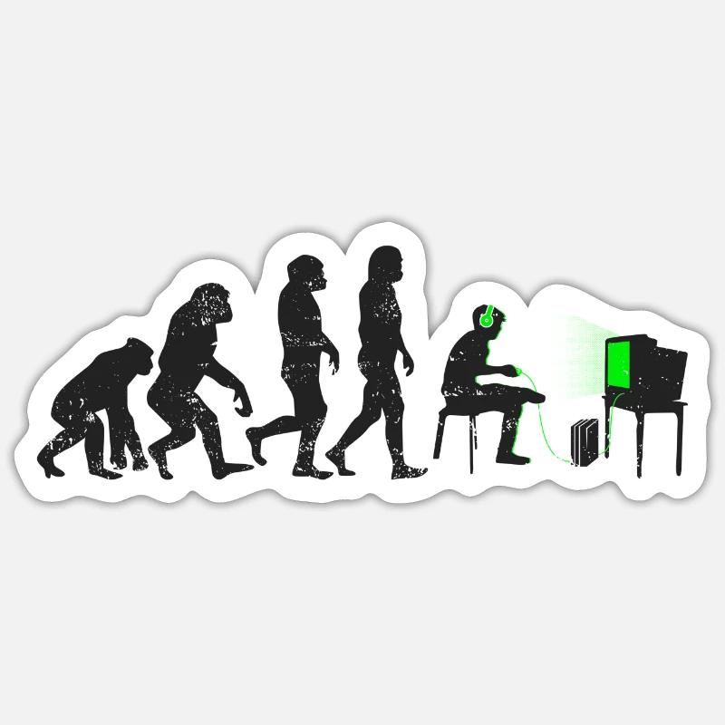 Gamer evolution gift player nerd geek noob Sticker size S (10 x 10 cm)