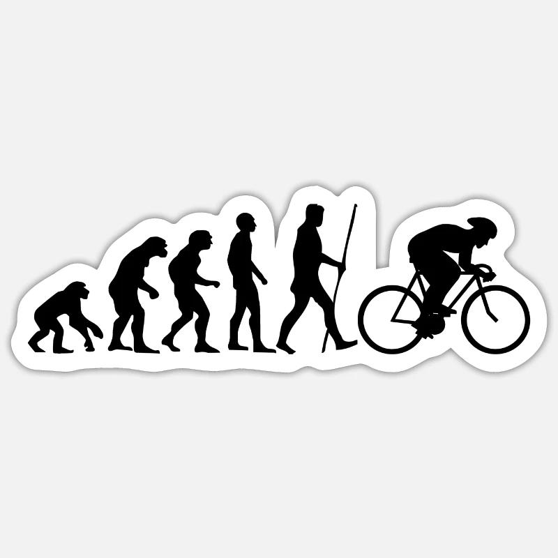 Evolution Rennrad als Geschenk - Sticker Größe S (10 x 10 cm) - Mattweiß